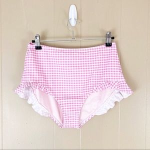 Wildfox High Waisted Pink Gingham Bikini Bottoms